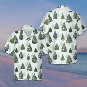 Christmas Tree Pattern Hawaiian Shirt Beach Button Down Gifts For Him