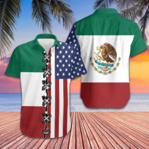 American Mexico Flag Hawaiian Shirt Patriotic Button Down Shirt Gifts For Mexican