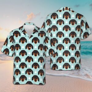 Dachshund Puppy Head Hawaiian Shirt Vacation Button Up Gifts For Dachshund Lovers