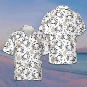 Pattern With Crabs And Leaves Hawaiian Shirt Summer Button Up Shirts Men's Gifts For Crab Lovers