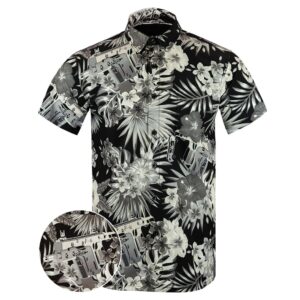 Bliss Vector V2 Black White Button Down Shirt Outdoor Hawaiian Tactical Shirt Christmas Gifts