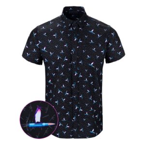 Hanguin Black Button Down Shirt Tactical Aloha Shirt Unique Christmas Gifts For Him