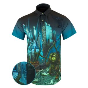 Deep Blue Button Down Shirt Pearl Snaps Apparel Gun Print Hawaiian Shirt Christmas Gifts For Dad
