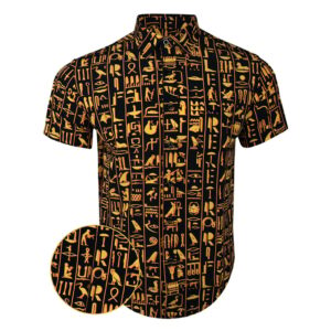 Hieroglyphic Button Down Shirt Tactical Hawaiian Shirt Birthday Presents For Boyfriend