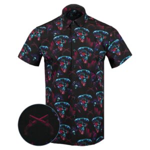 Black Beard Button Down Shirt Gun Print Hawaiian Shirt Xmas Presents For Son