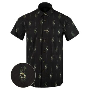 Jolly Roger Button Down Shirt Skull Gun Print Hawaiian Shirt Birthday Gift For Father
