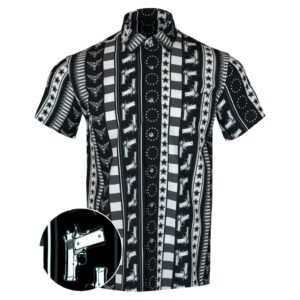 Independence Black White Button Down Shirt Gun Print Hawaiian Shirt Gun Lovers Gifts