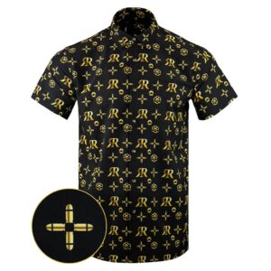 High Roller Gold Button Down Pearl Snaps Apparel Tactical Hawaiian Shirt Xmas Presents For Dad