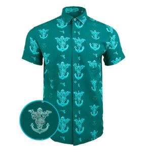 Glocktopus Teal Button Down Shirt Concealed Carry Hawaiian Shirt Presents For Boyfriend