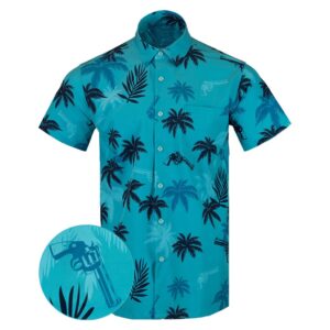 Retro City Blue Button Down Shirt Tactical Shirt Hawaii Style Xmas Presents For Son