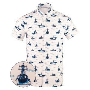 Naval Warfare Button Down Shirt Tactical Shirt Hawaii Style Present For Father