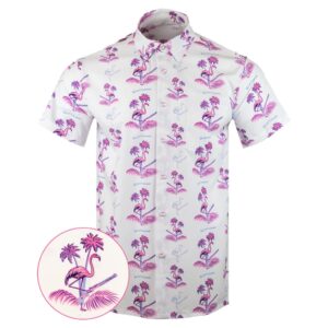 Da Flamingo V3 White Button Down Shirt Tactical Aloha Shirt Christmas Gifts For Him