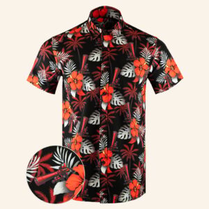 Suppressed Black Red Button Down Shirt Tactical Aloha Shirt Present For Son