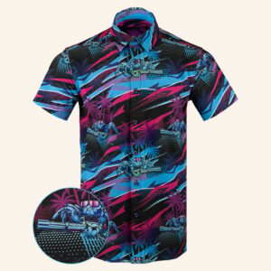 Shell Shocked Button Down Shirt Tactical Aloha Print Shirt Christmas Gifts For Guys
