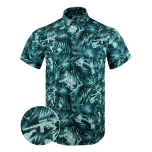 Thermal Ops Teal Button Down Shirt Tactical Shirt Hawaii Style Pro Gun Rights Merch Him Gifts