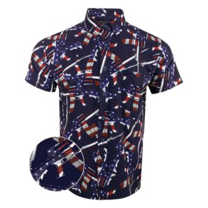 The 4th Button Down Shirt Gun Print Hawaiian Shirt Patriotic Gifts For Dad