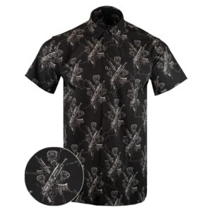 Thorned Button Down Shirt Tactical Shirt Hawaii Style Merch Gifts For Gun Lovers