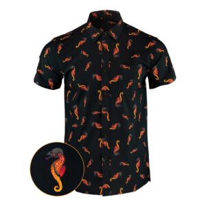 War Horse Black Button Down Shirt Tactical Shirt Hawaiian Style Christmas Gifts For Guys