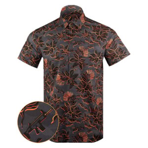 Tropical Tiger Button Down Shirt Hawaiian Tactical Button Down Pro Gun Merch Gifts For Father
