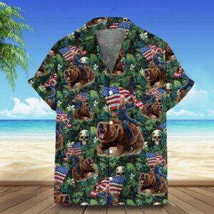 2026 Hawaiian Shirt Riding Bear Tropical Button Up Shirt Gifts For Husband