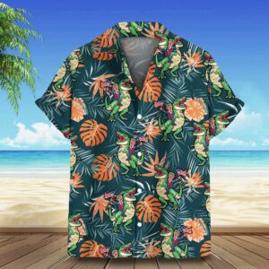Riding Dinosaur Hawaiian Shirt Campaign Aloha Pattern Shirt Gift For Son