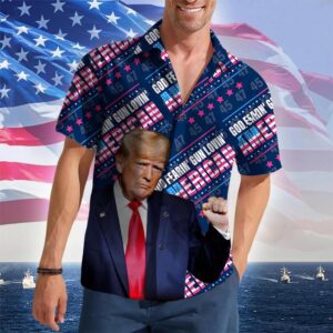 God Fearing Gun Loving American Hawaiian Shirt 2026 Patriotic Button Up Gun Lovers Gifts