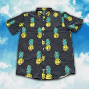 Tactical Hawaiian Shirt Pineapple Grenades Button Up Shirt For Men's Gifts For Gun Lovers