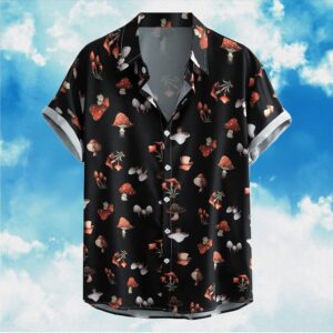 Retro Mushroom Hawaiian Shirt Magic Mushroom Button Up Shirt For Men's Gifts