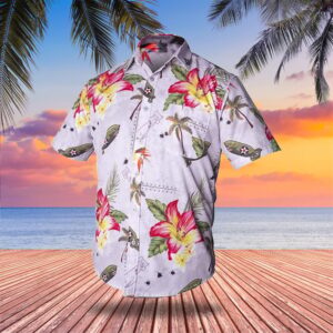 Tactical Hawaiian Shirt Grey Bombs Button Up Shirt Flower And Weapons Shirts Gun Lovers Gifts