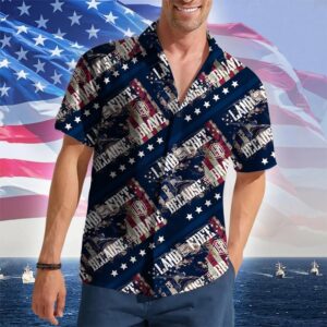 Land Of The Free Because Of The Brave Hawaiian Shirt Veteran For 2026 Patriotic Button Up