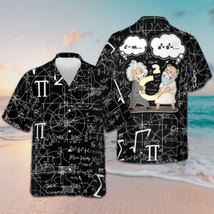 Maths Pythagoras And Einstein Hawaiian Shirt Men's Short Sleeve Button Up Math Lovers Gifts