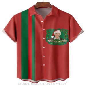 Christmas Griswold Chest Pocket Hawaiian Shirt Funny Men's Shirt Humorous Graphic Tee for Adu