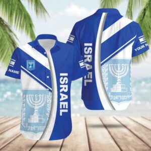 Customized Israel Hawaiian Shirt Israel Coat Of Arms Shirt Israeli Clothing Gifts For Jews