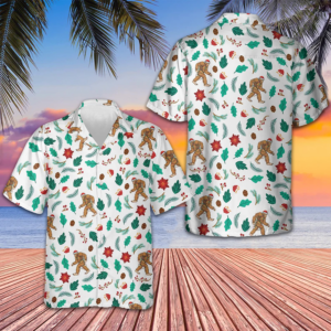 Christmas Bigfoot Sasquatch Pattern Hawaiian Shirt 2026 Button Up Shirts For Men