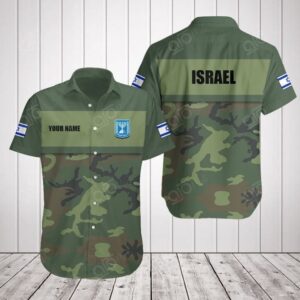 Custom I Stand With Israel Hawaiian Shirt Israel Coat Of Arms Camo Clothing Israeli Army Shirt