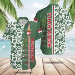 Custom Hungary Coat Of Arms Hibiscus Pattern Hawaiian Shirt Summer Gifts For Hungarians