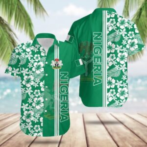 Nigeria Coat Of Arms Hibiscus Pattern Hawaiian Shirt Nigerian Men's Clothes Summer Ideas