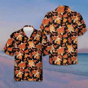 Autumnal Leaves With Turkey Meat Hawaiian Shirt 2026 Thanksgiving Button Up Shirt For Men