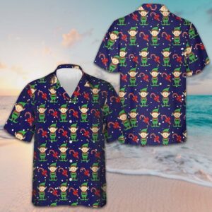 Christmas Elves On Blue Hawaiian Shirt 2026 Xmas Elf Shirt Gifts For Brother
