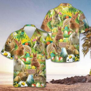 Easter Bunnies Hawaiian Shirt Easter Sunday 2026 Cool Button Up Shirt Gifts For Boyfriend
