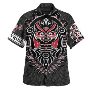 Personalized Death And Rebirth 3D Print Hawaii Shirt Haida Art Style Men's Clothing
