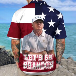 Let's Go Brandon Hawaiian Shirt American Flag 2026 Shirt Patriotic Button Up Shirt