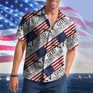 God Guns And Hawaiian Shirt 2026 Merch Pro Gun Rights Patriotic Button Up Shirt