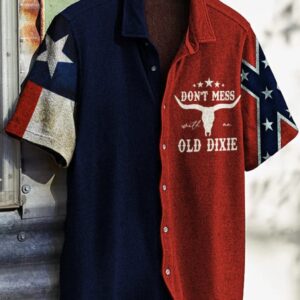 Don't Mess Old Dixie Texas Flag Hawaiian Shirt Vintage Southern Pride Apparel