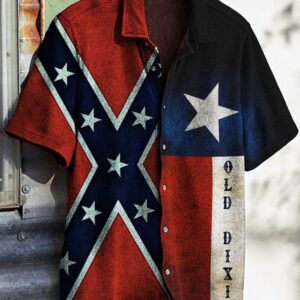 Old Dixie Texas Flag Hawaiian Shirt Vintage Southern Cross Shirt Gifts For Patriots