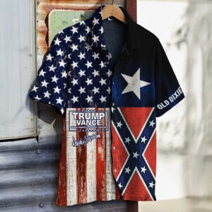 Vance Hawaiian Shirt Texas And American Flag Old Dixie Shirt Vintage Southern Pride Merch