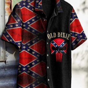 Old Dixie Skull Hawaiian Shirt Southern Pride Clothing Old Dixie Shirt Gifts For Son