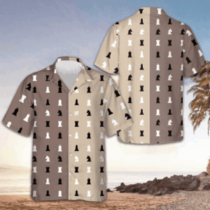 Chess Pattern Patchwork Hawaiian Shirt Beach Button Up Shirts Men's Gifts For Chess Lovers