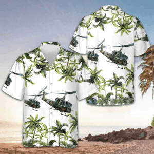 United States Army Helicopter Hawaiian Shirt Men's Button Up Shirts Summer Gifts For Army
