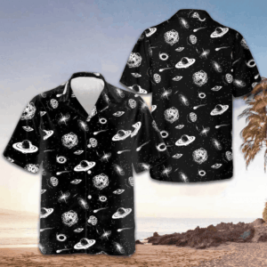 Space Seamless Pattern Hawaiian Shirt Planet Button Up Shirt Gifts For Adults